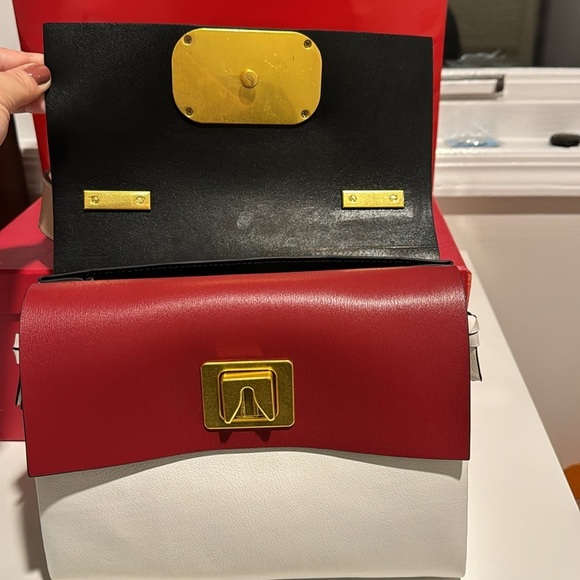 NWT Valentino Leather Shoulder Bag with Red Detail and Gold Hardware - Picture 6 of 12